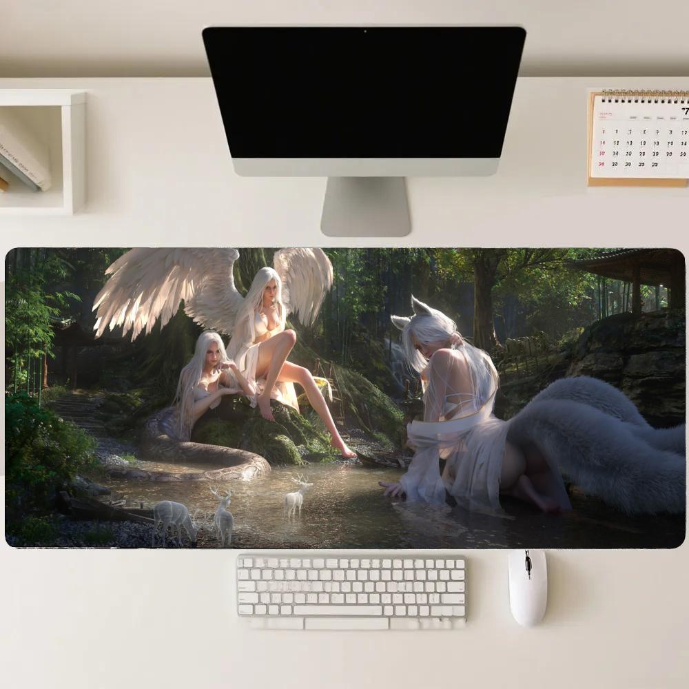 Gaming Accessories For Pc Setup - Игровой коврик Forest girl, удлиненный, для