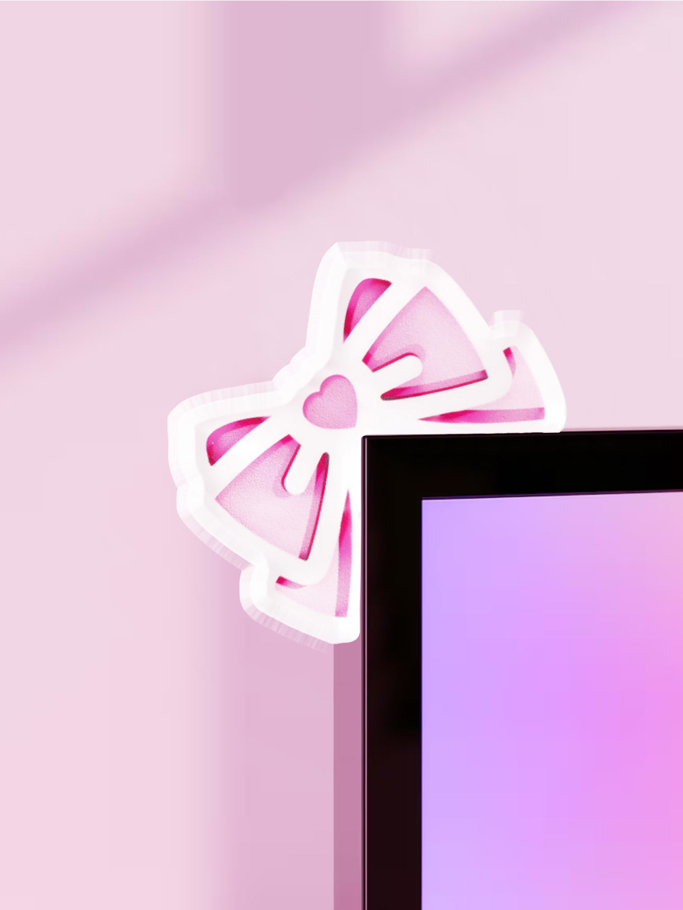 Gaming Accessories For Pc Setup - Kawaii Bow Monitor Decor Розовый акриловый
